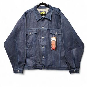 Texas Tuff Denim Jacket Mens 2XL Indigo Blue Thick Heavyweight NEW PLEASE READ